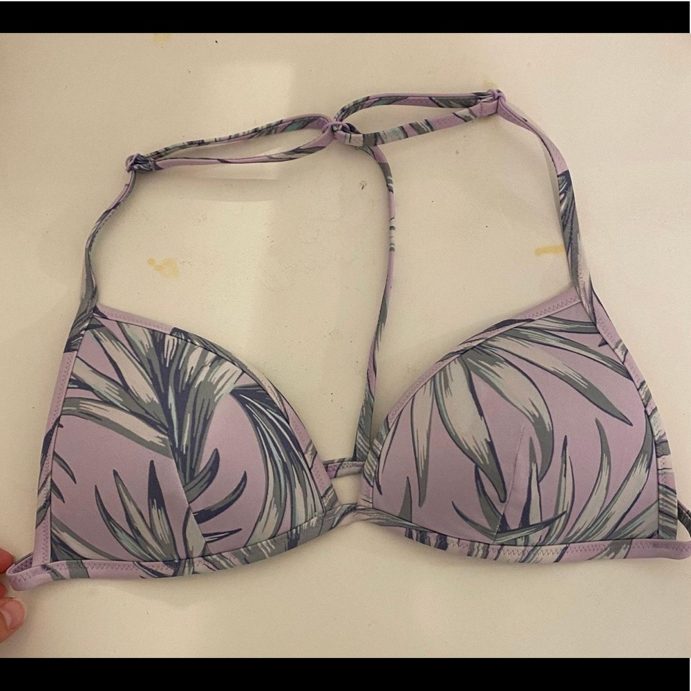 PINK tropical print lavender bikini top